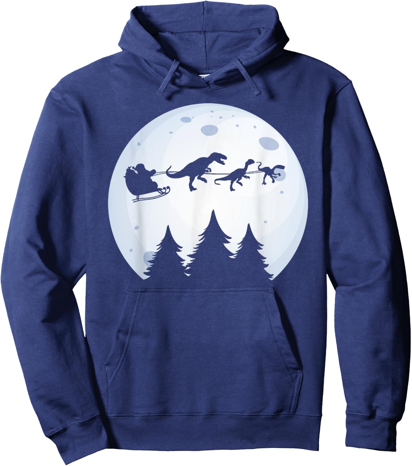 Christmas Dinosaur - Santa Claus Moon & Dinos for Boys Hoodie - Hoodie | Navy