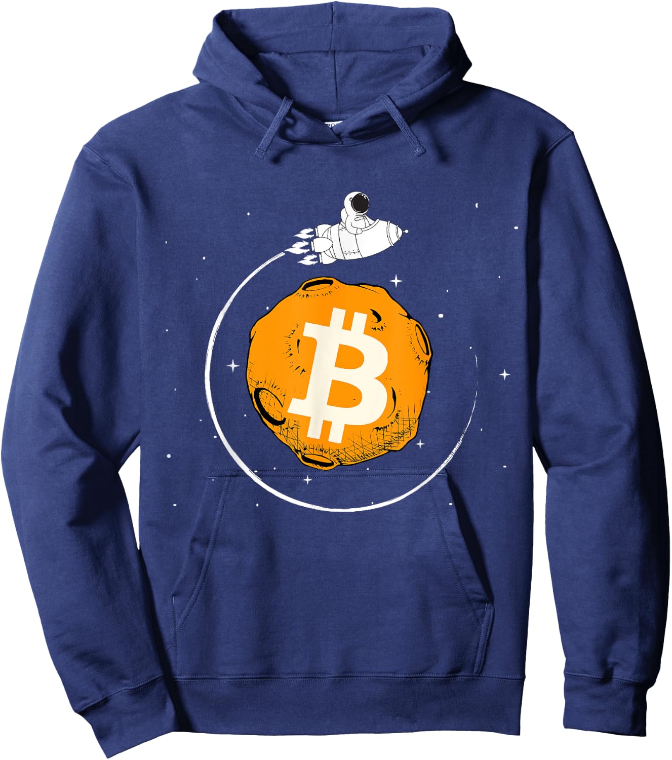 Cryptocurrency Talk - Fun Bitcoin ROCKET To The Moon Hoodie - Hoodie | Navy