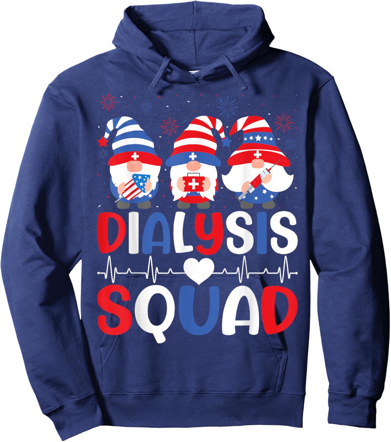 4th Of July Dialysis Squad Gnomes USA Patriotic Nurse Men Hoodie - Hoodie | Navy