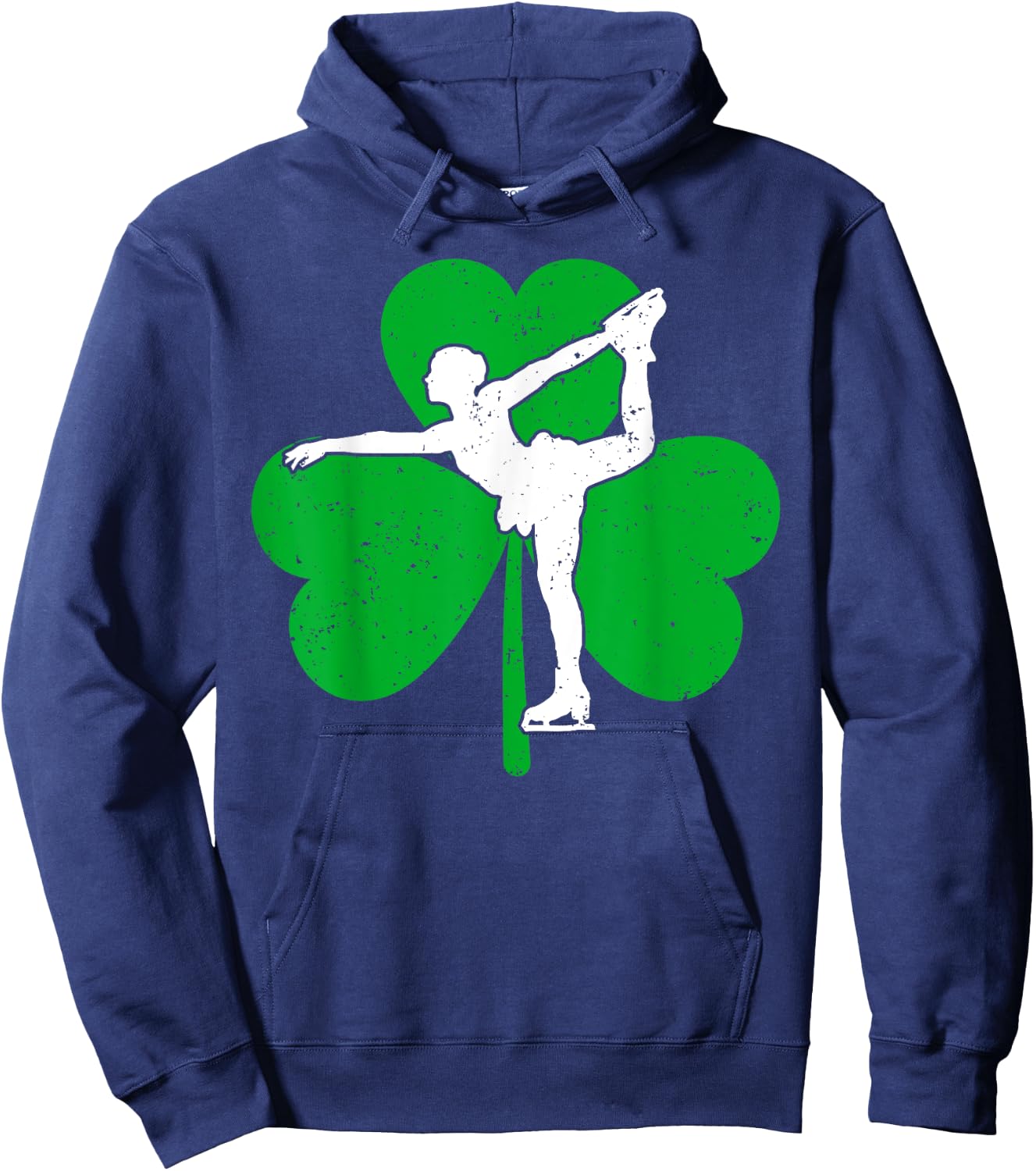 Skater Girl Shamrock Irish Ice Skating St. Patrick's Day Hoodie - Hoodie | Navy