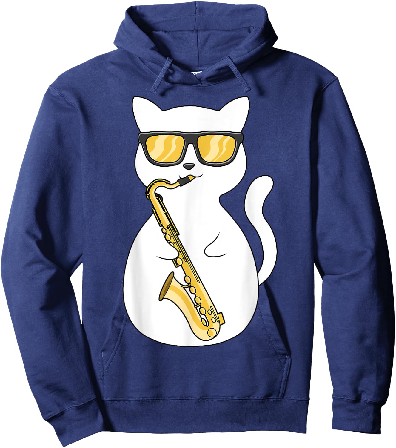 Saxophone Player Cat Lover Saxophonist Moon Jazz Musician Women Kids Hoodie - Hoodie | Navy