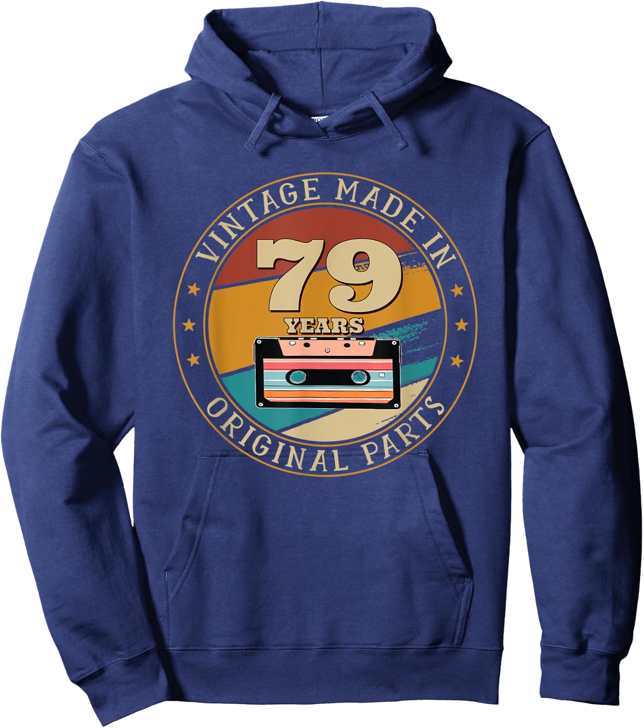 79th Happy Birthday Vintage Made Cassette Tape 79 Years Old Hoodie - Hoodie | Navy
