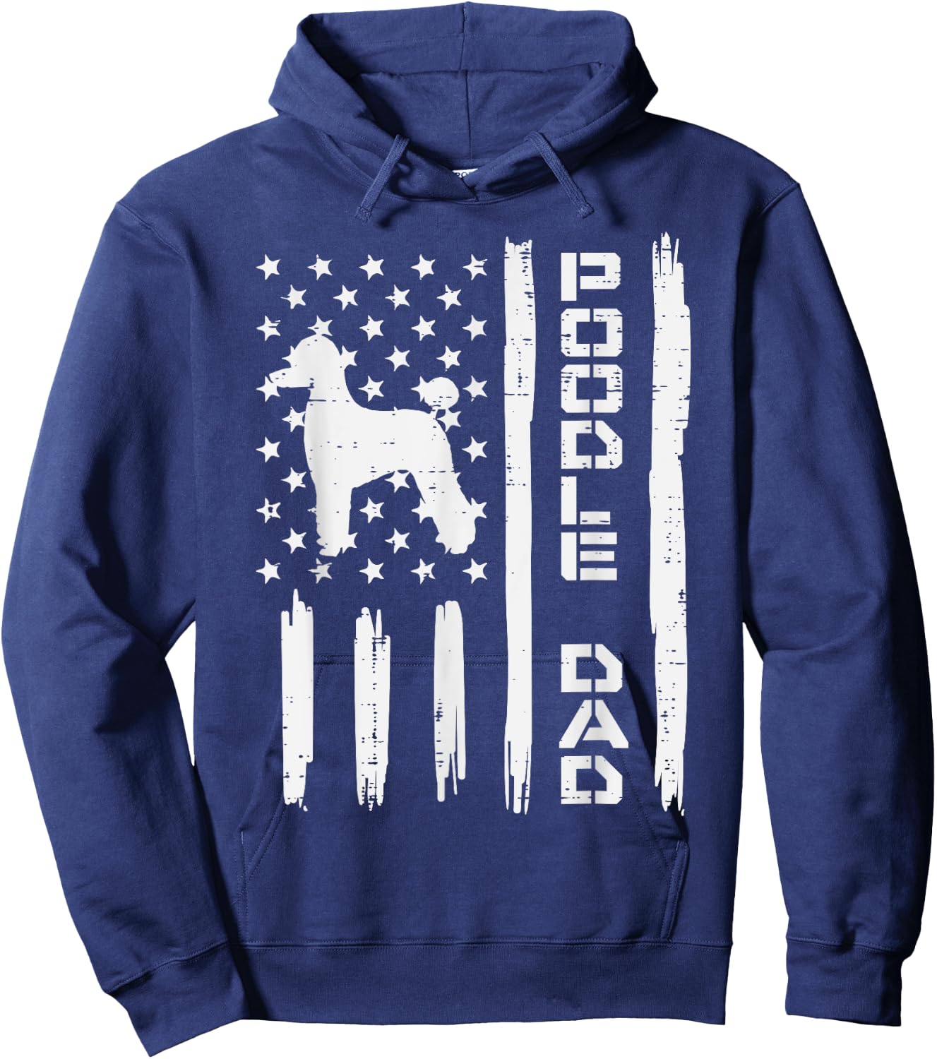 Poodle Dad US Flag Vintage Patriot Dog Lover Owner Men Gift Hoodie - Hoodie | Navy