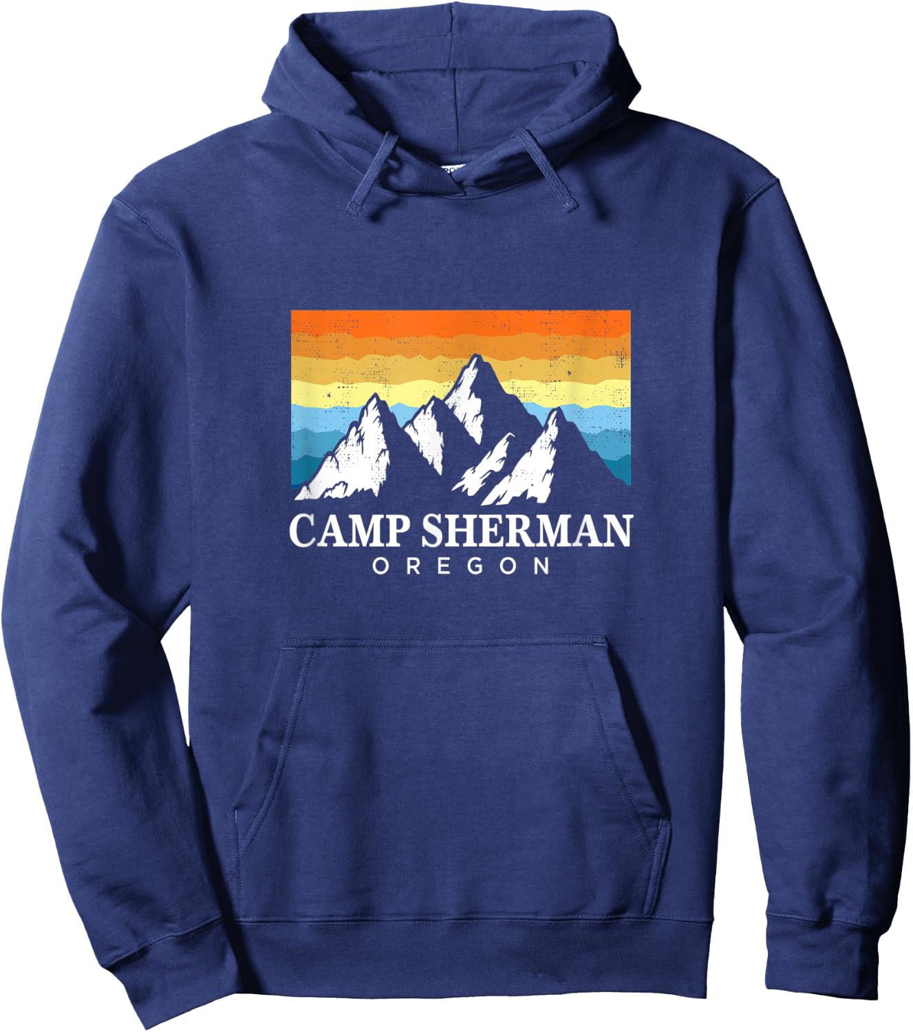 Vintage Camp Sherman, Oregon Mountain Hiking Souvenir Print Hoodie - Hoodie | Navy