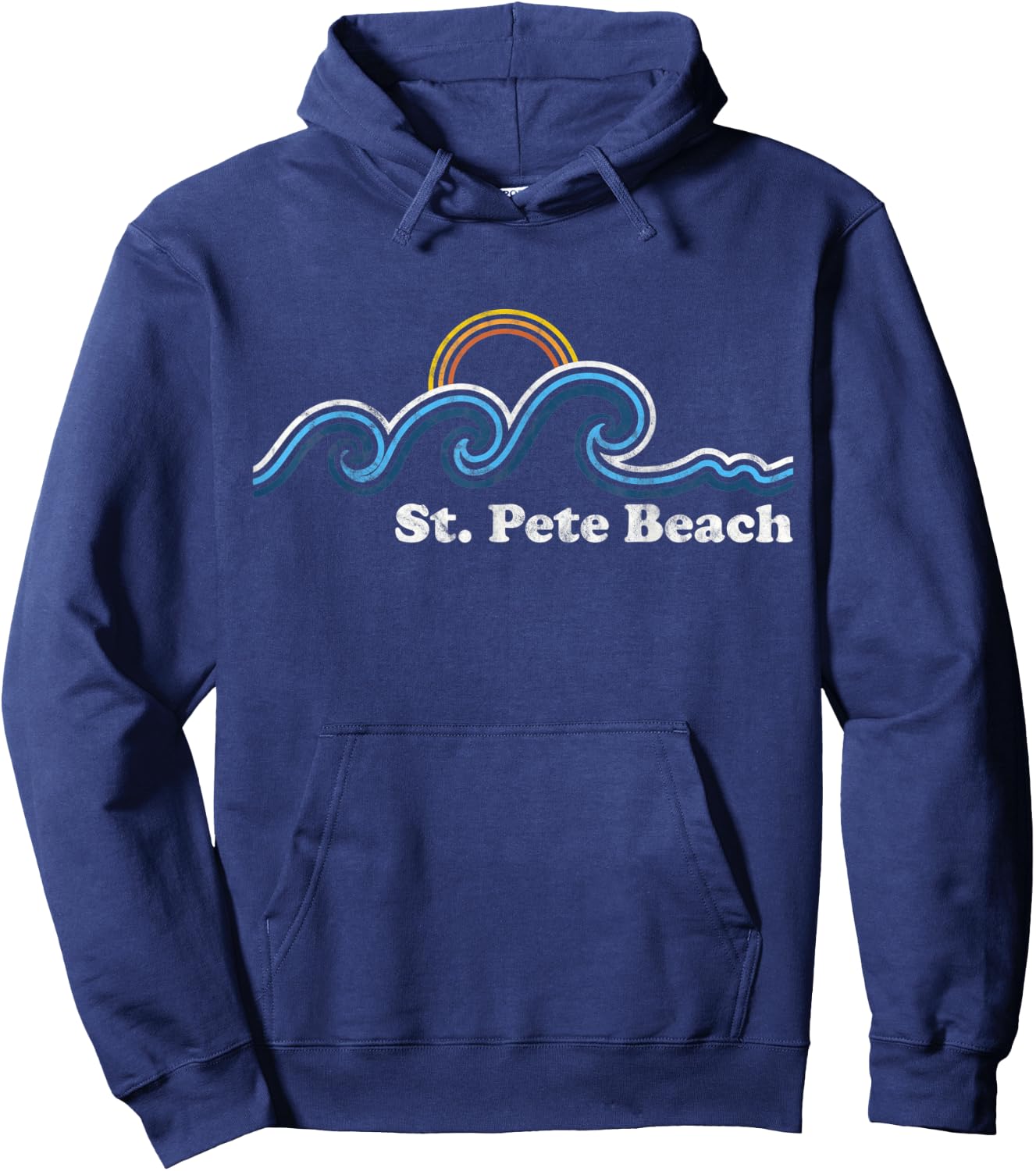 St. Pete Beach Florida FL Sufing Waves Sunset Beach Vintage Hoodie - Hoodie | Navy