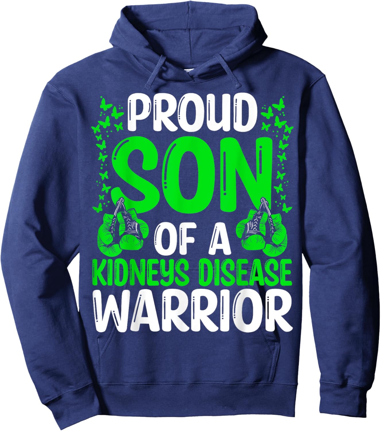 Proud Son of Kidneys Disease Warrior Awareness Ribbon Hoodie - Hoodie | Navy