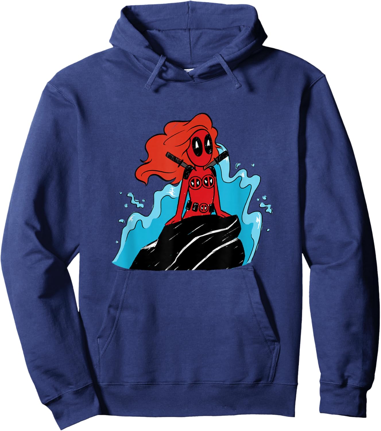 Marvel Deadpool & Wolverine Ariel The Little Mermaid Funny Hoodie - Hoodie | Navy