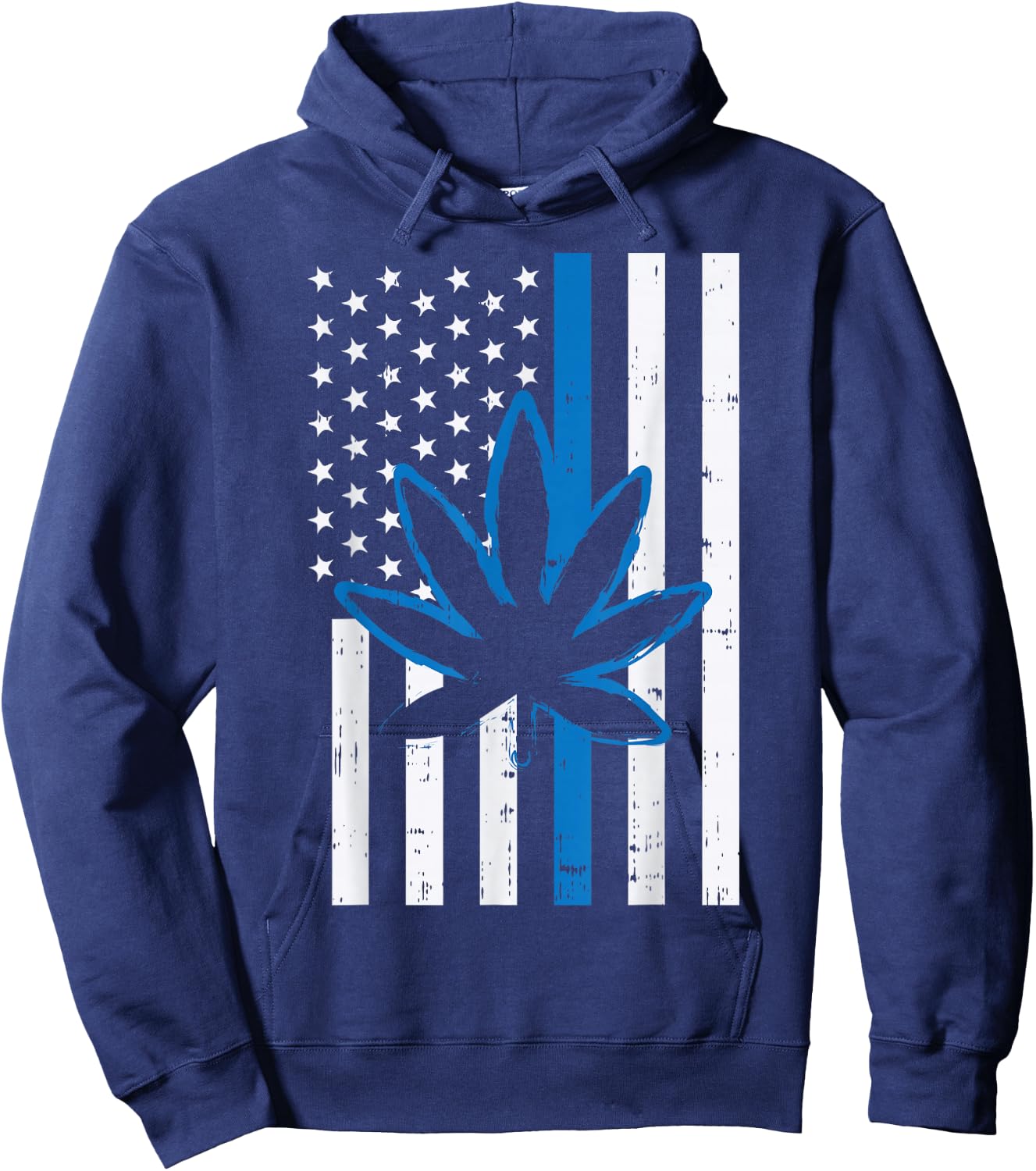 Weed Cannabis Flag Thin Blue Line Police Cop 420 Stoner Gift Hoodie - Hoodie | Navy