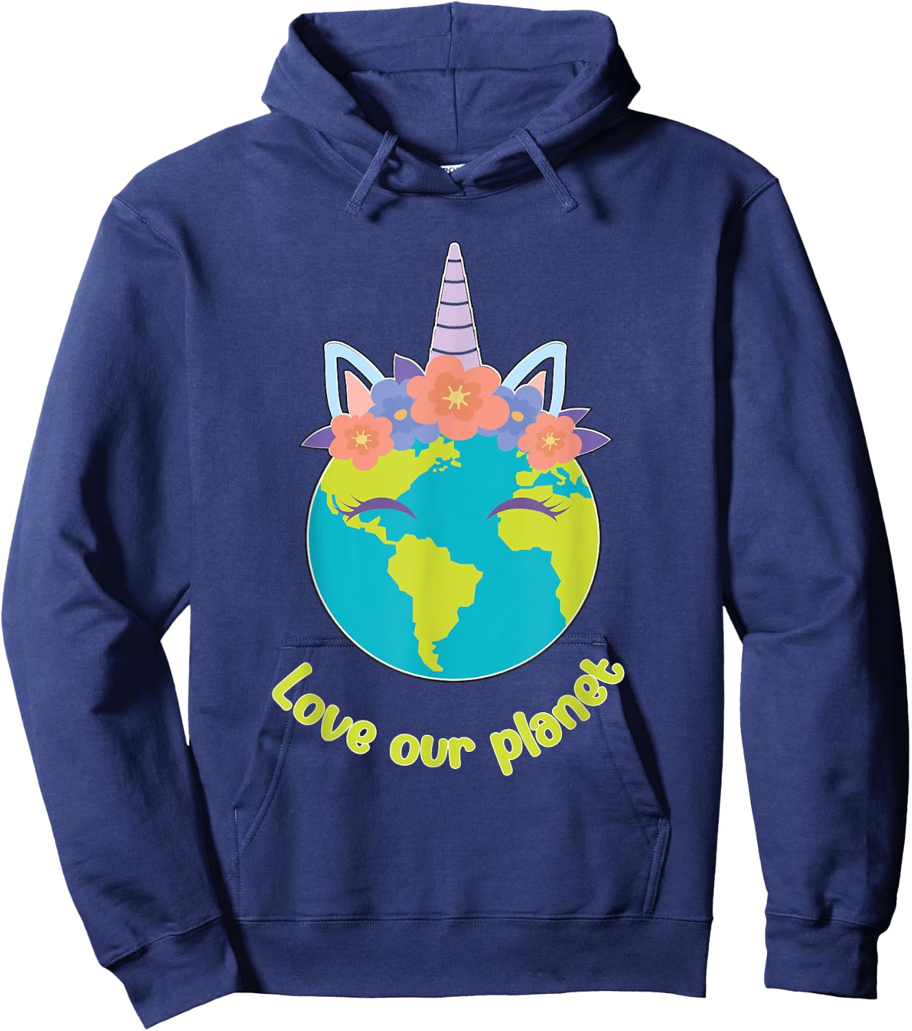 Boys Girl Earth Day 2025 Toddler Kids Unicorn Face Hoodie - Hoodie | Navy