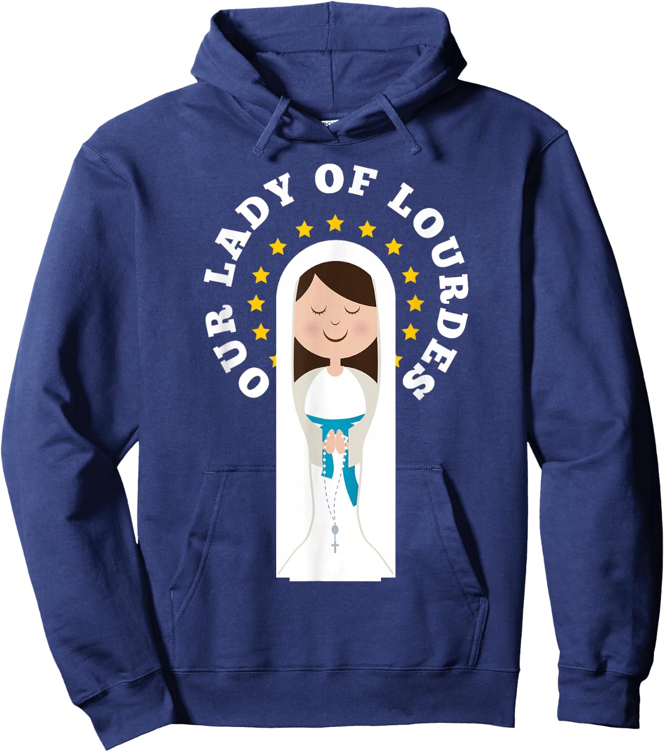 Our Lady Lourdes Immaculate Conception Mary Catholic Kids Hoodie - Hoodie | Navy