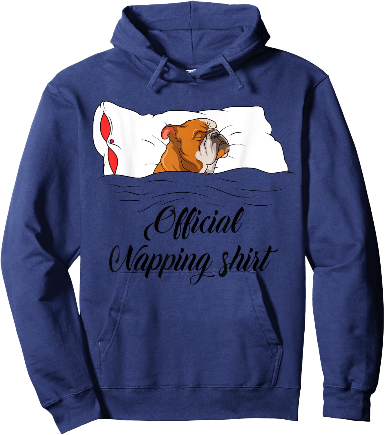 Sleeping English Bulldog Pyjamas Gift Official Napping Hoodie - Hoodie | Navy