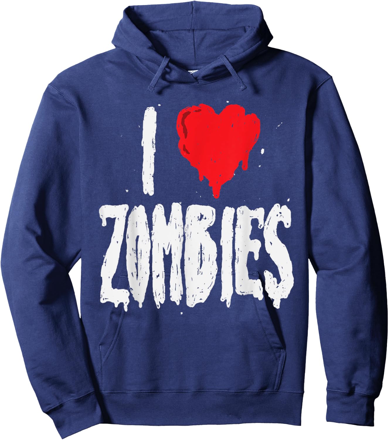 I Love Zombies - Halloween Holiday Zombie Lover Quote Hoodie - Hoodie | Navy