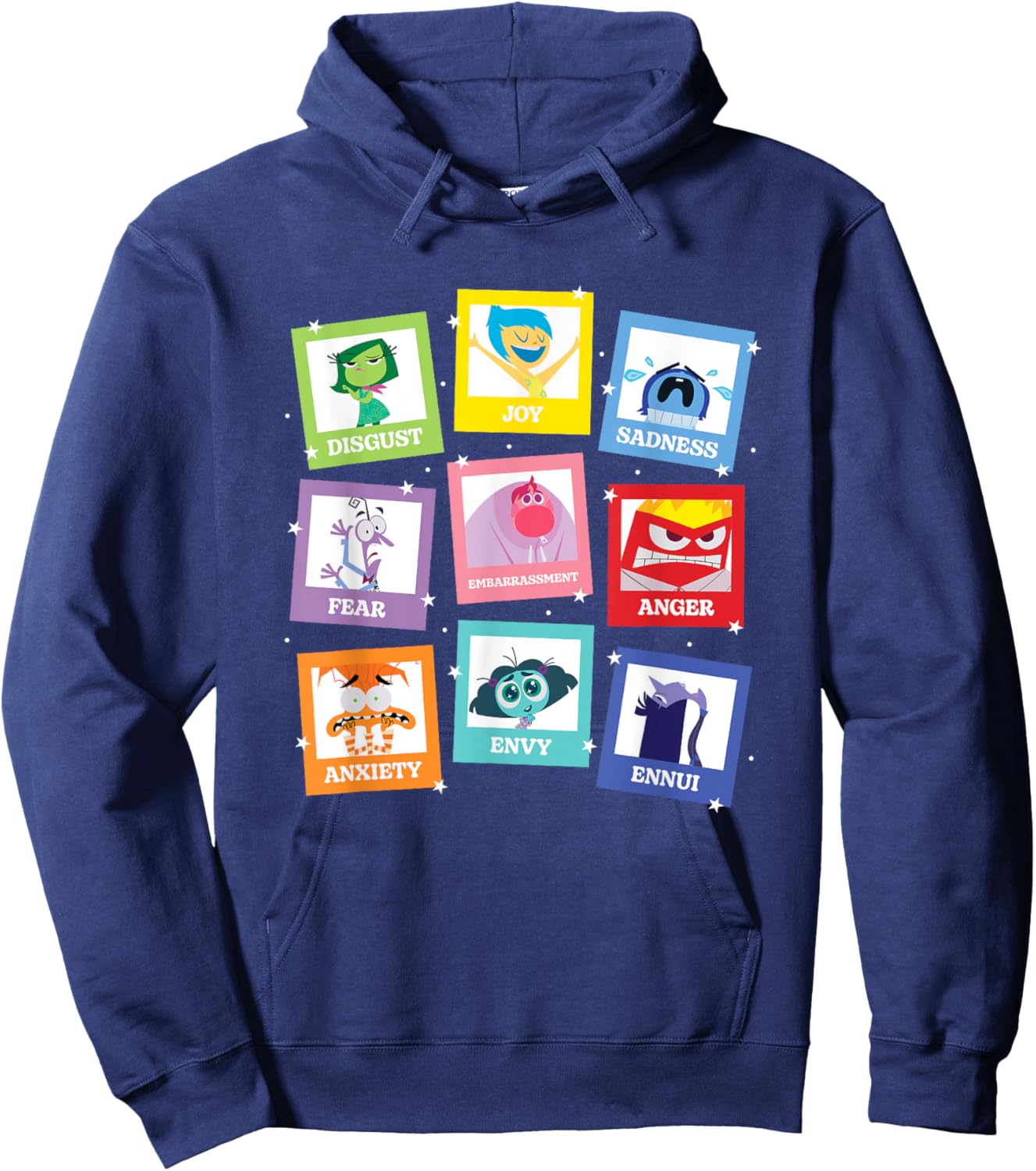 Disney Pixar Inside Out 2 Iconic Characters Big Chest Panels Hoodie - Hoodie | Navy