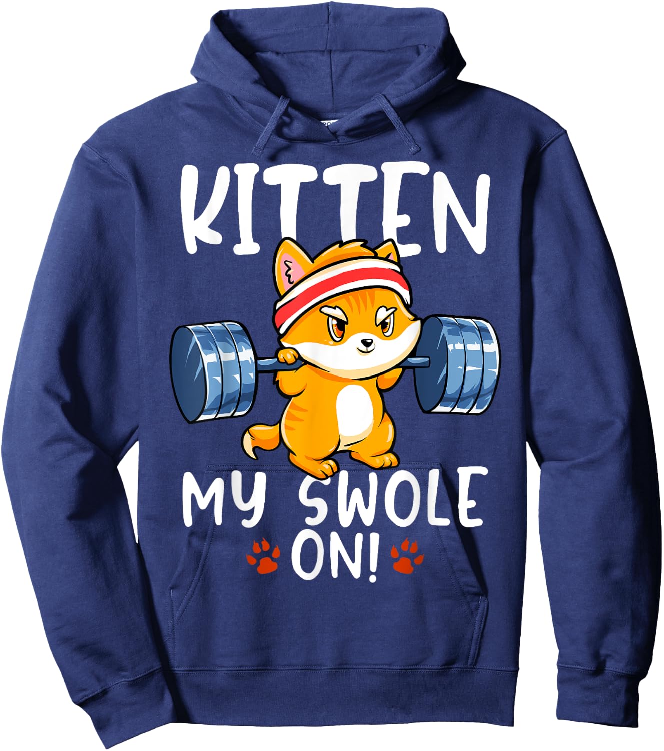 Kitten My Swole On Cat Workout Kitty Gym Exercise Women Girls Kids Hoodie - Hoodie | Navy