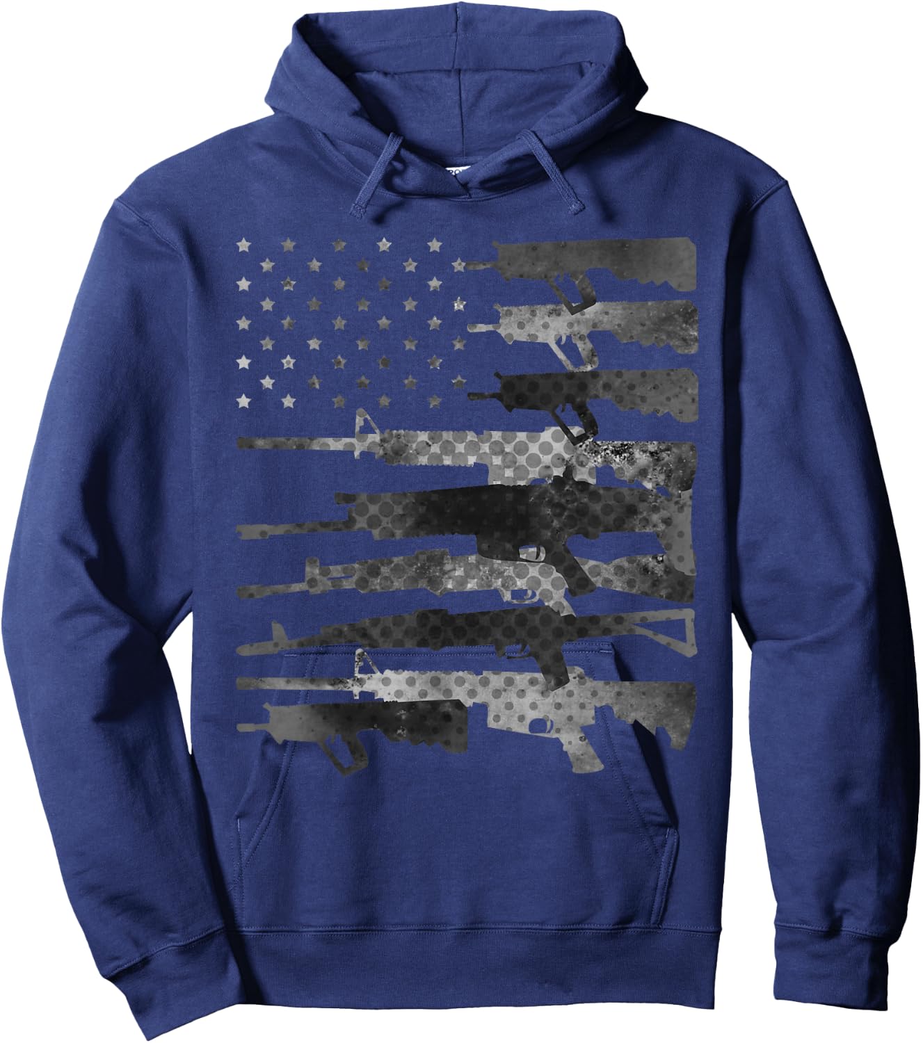 Grey American Flag Guns Vintage Patriotic US Pro-Gun Men Hoodie - Hoodie | Navy