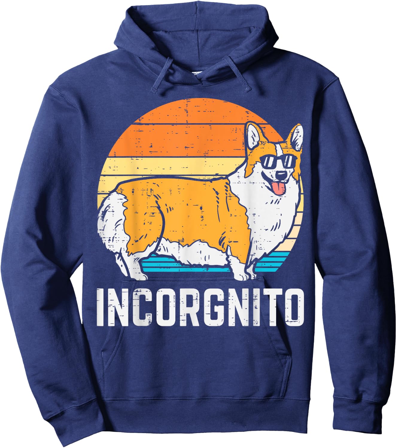 Incorgnito Pembroke Welsh Corgi Retro Pet Dog Lover Gift Men Women Kids Hoodie - Hoodie | Navy