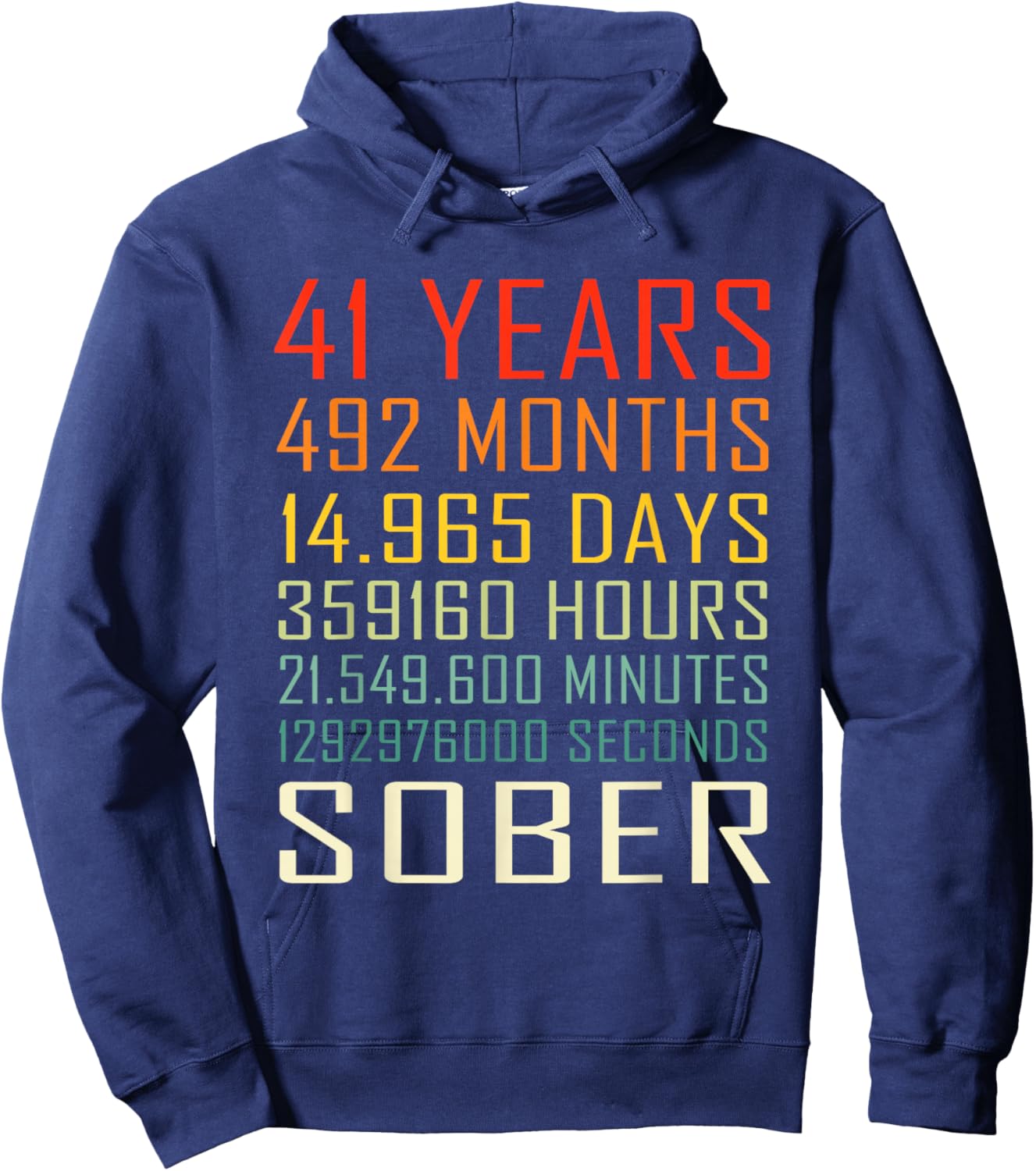 41 Year Sobriety Anniversary Vintage 41 Years Sober Hoodie - Hoodie | Navy