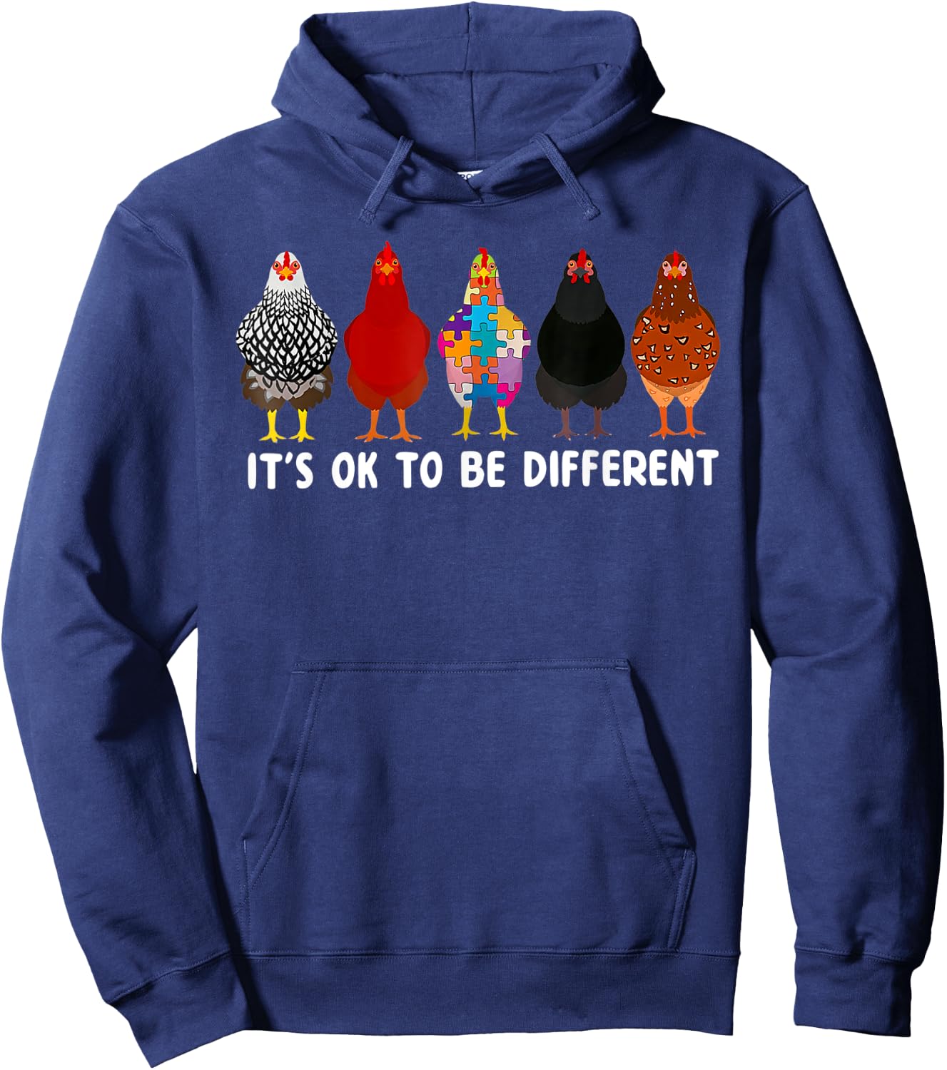 It's Ok To Be Different Cute Chicken Autism Awareness Month Hoodie - Hoodie | Navy