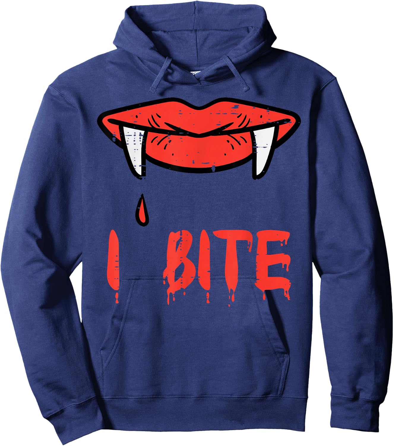 Halloween Vampire Lips I Bite Fangs Costume Women Girls Men Hoodie - Hoodie | Navy