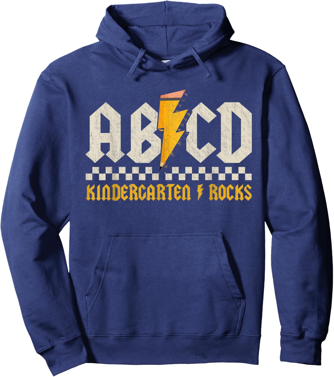 ABCD Kindergarten Rocks Pencil Lightning Students Teachers Hoodie - Hoodie | Navy