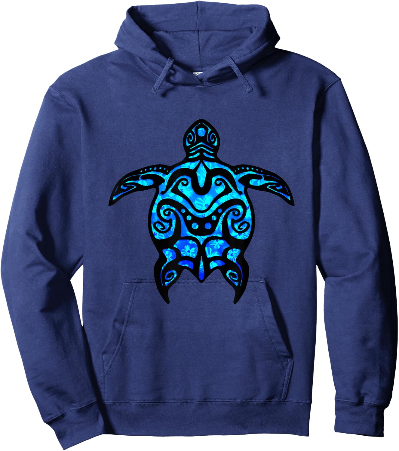 Tropical Blue Tribal Sea Turtle Hoodie - Hoodie | Navy