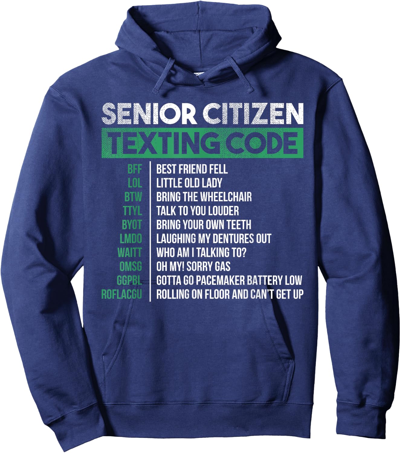 Funny Senior Citizen Texting Code Cool Hoodie - Hoodie | Navy