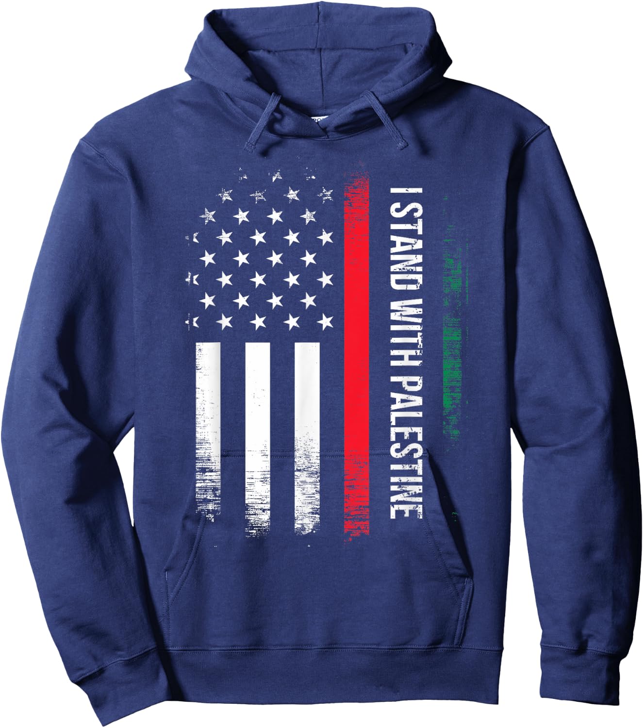 I Stand With Palestine American Flag Arabic Freedom Women Kids Men Hoodie - Hoodie | Navy