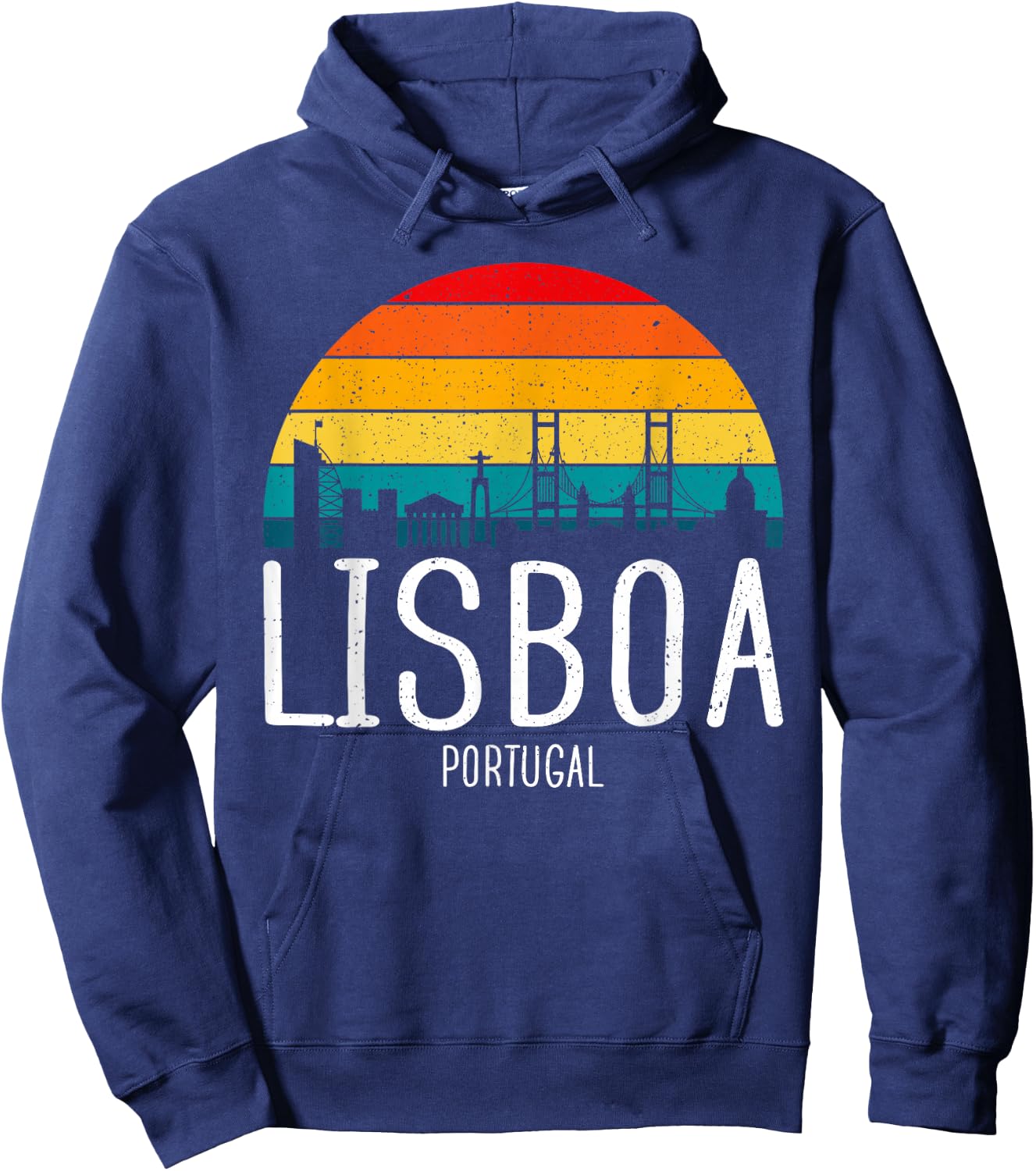Lisboa Portugal - Lisbon Skyline Vintage Retro Souvenir Hoodie - Hoodie | Navy