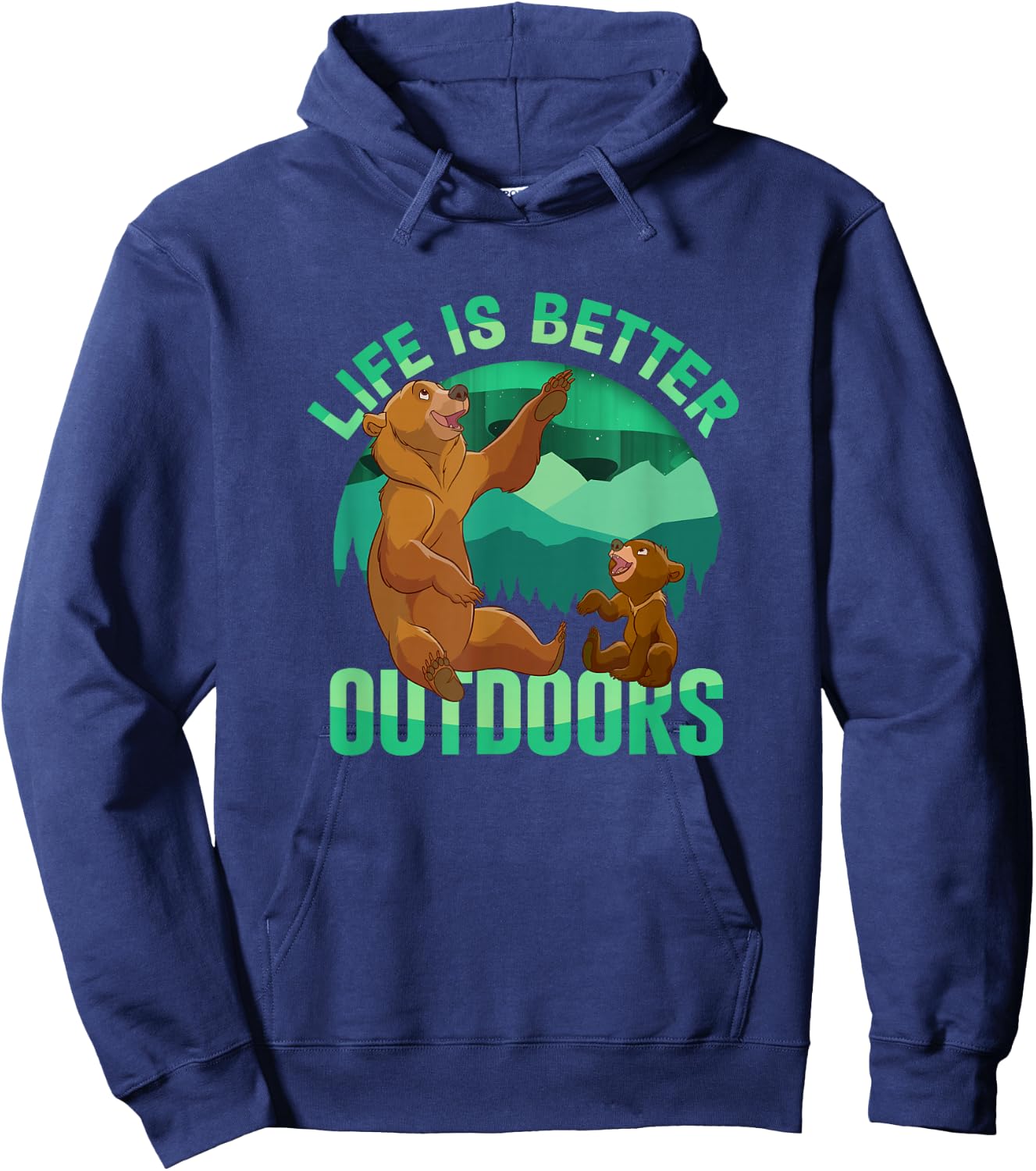Disney Brother Bear Life Is Better Outdoors Retro Badge Hoodie - Hoodie | Navy