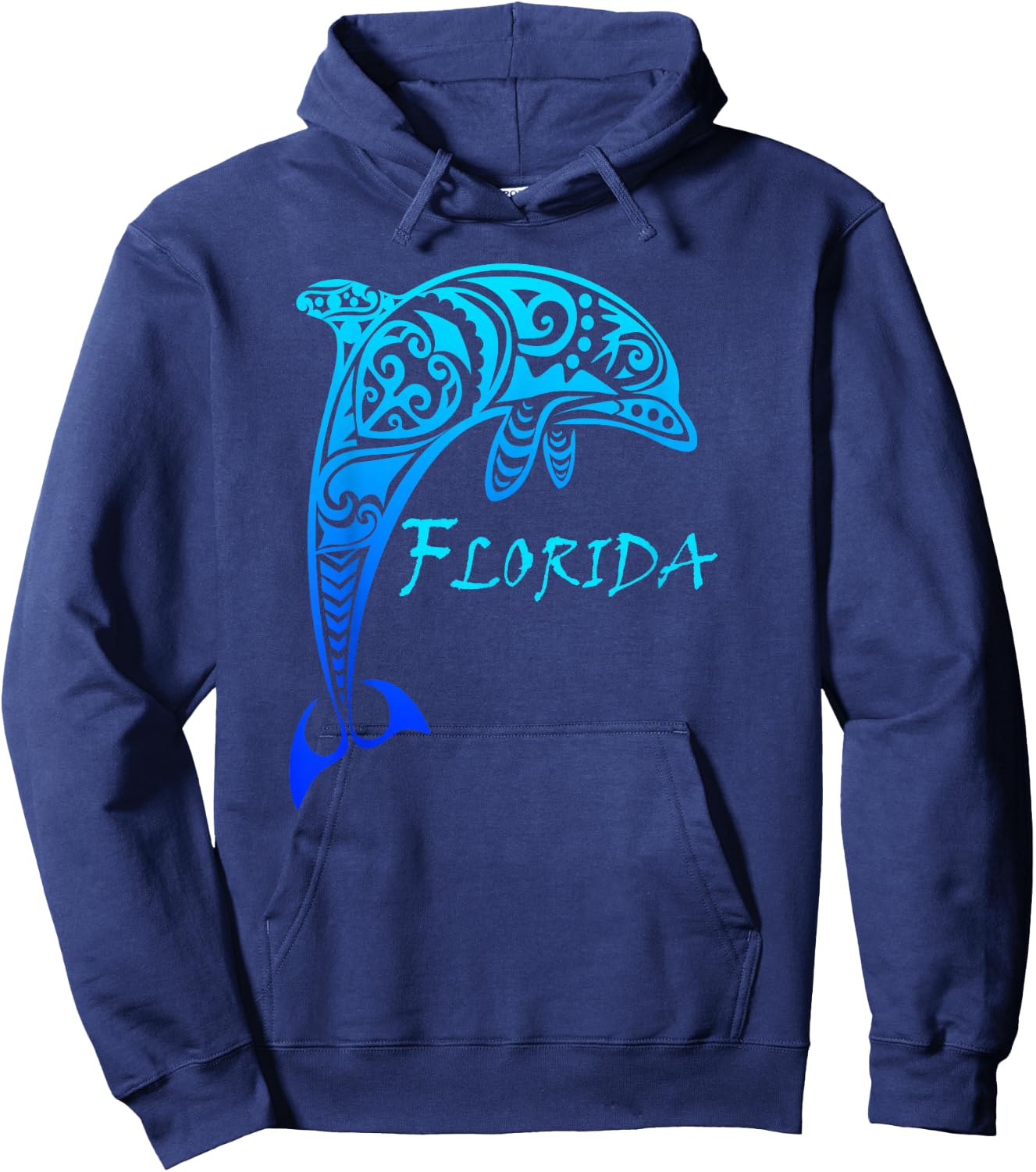 Florida Vacation Vintage Retro Dolphin Small Hoodie - Hoodie | Navy