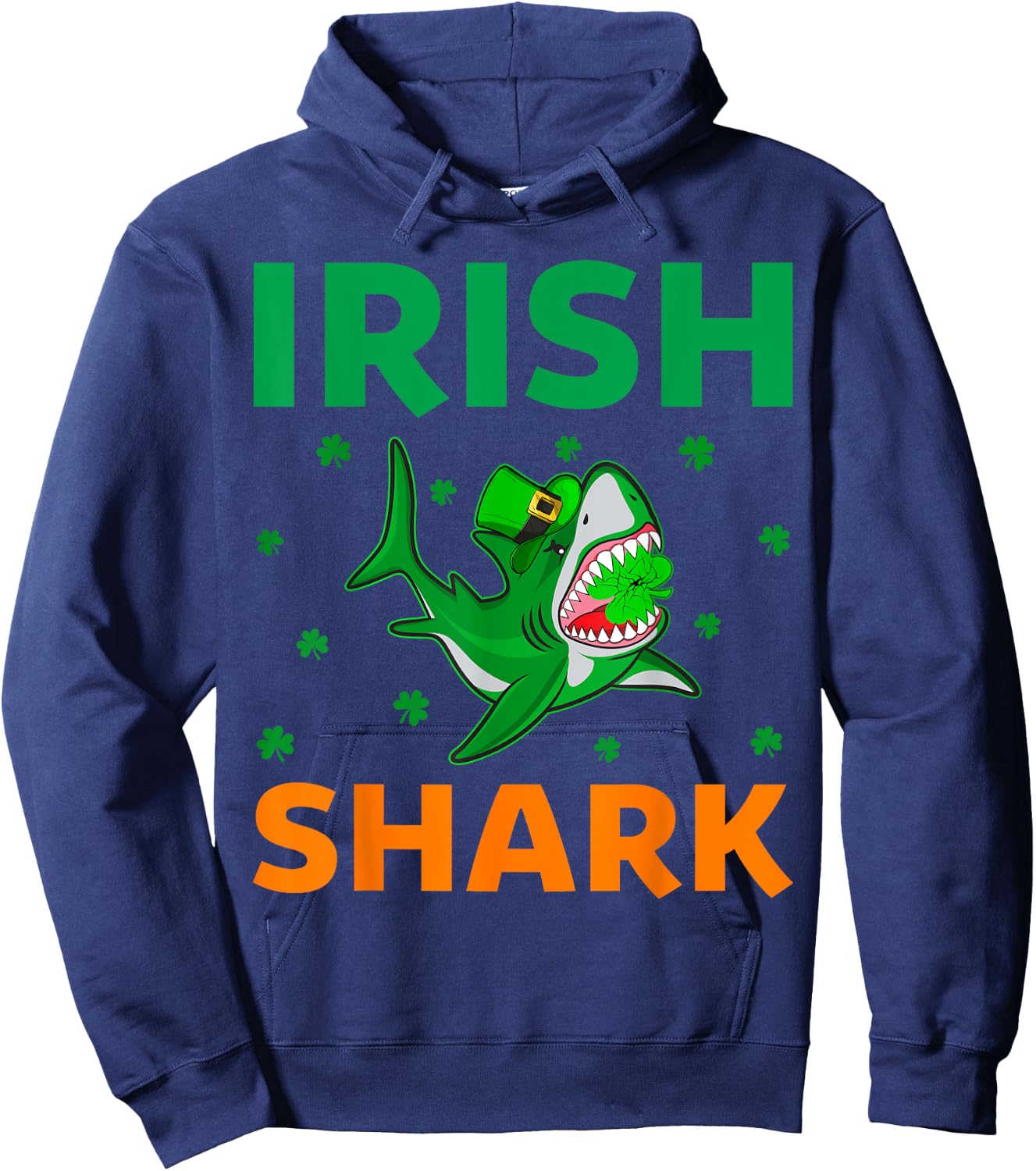 Shark Lover Leprechaun Lucky Irish Shark St. Patrick's Day Hoodie - Hoodie | Navy