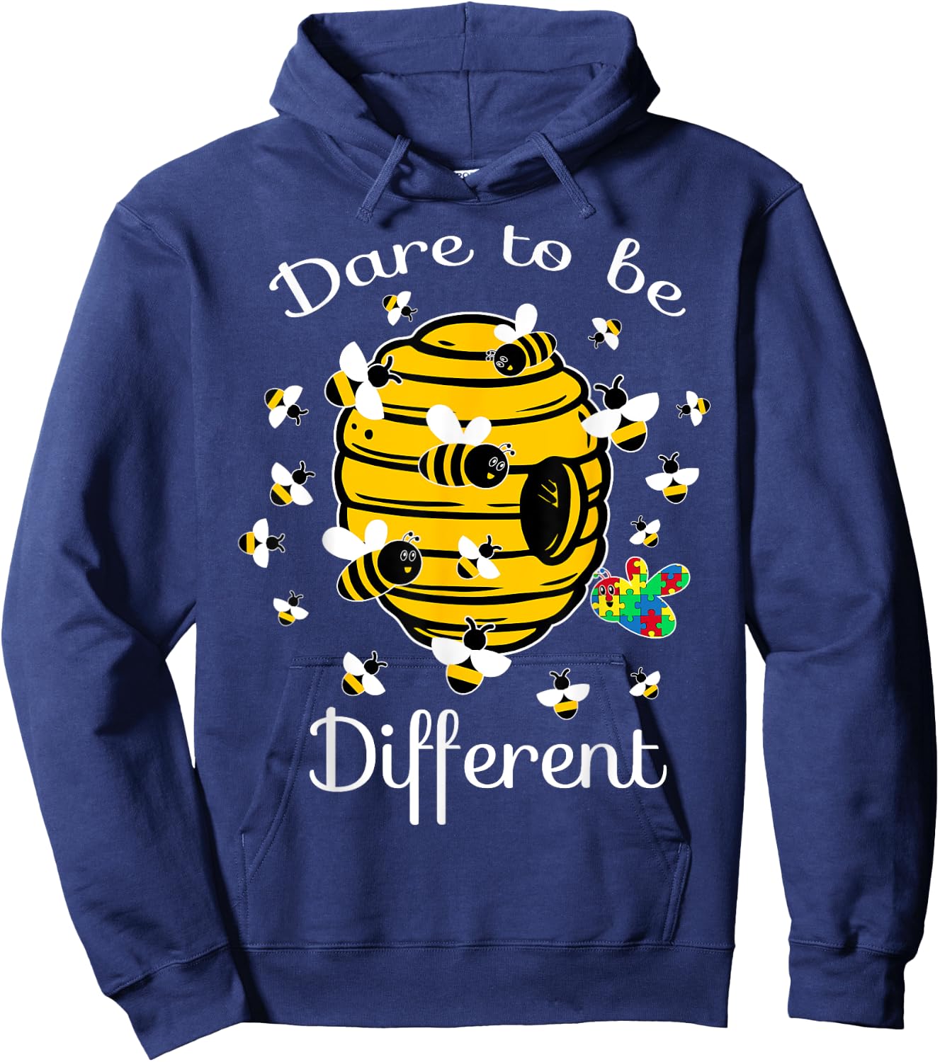 Dare To Be Different Bee Puzzle Cool Autism Awareness Gift Hoodie - Hoodie | Navy