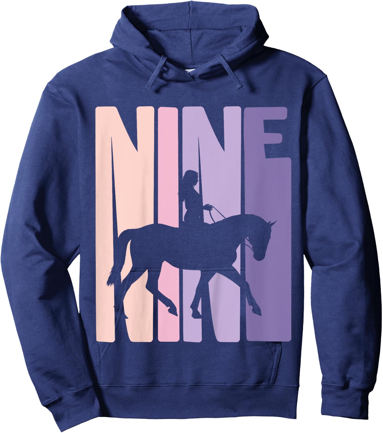 9th Birthday Gift Horse Rider Fan 9 Years Girls Hoodie - Hoodie | Navy
