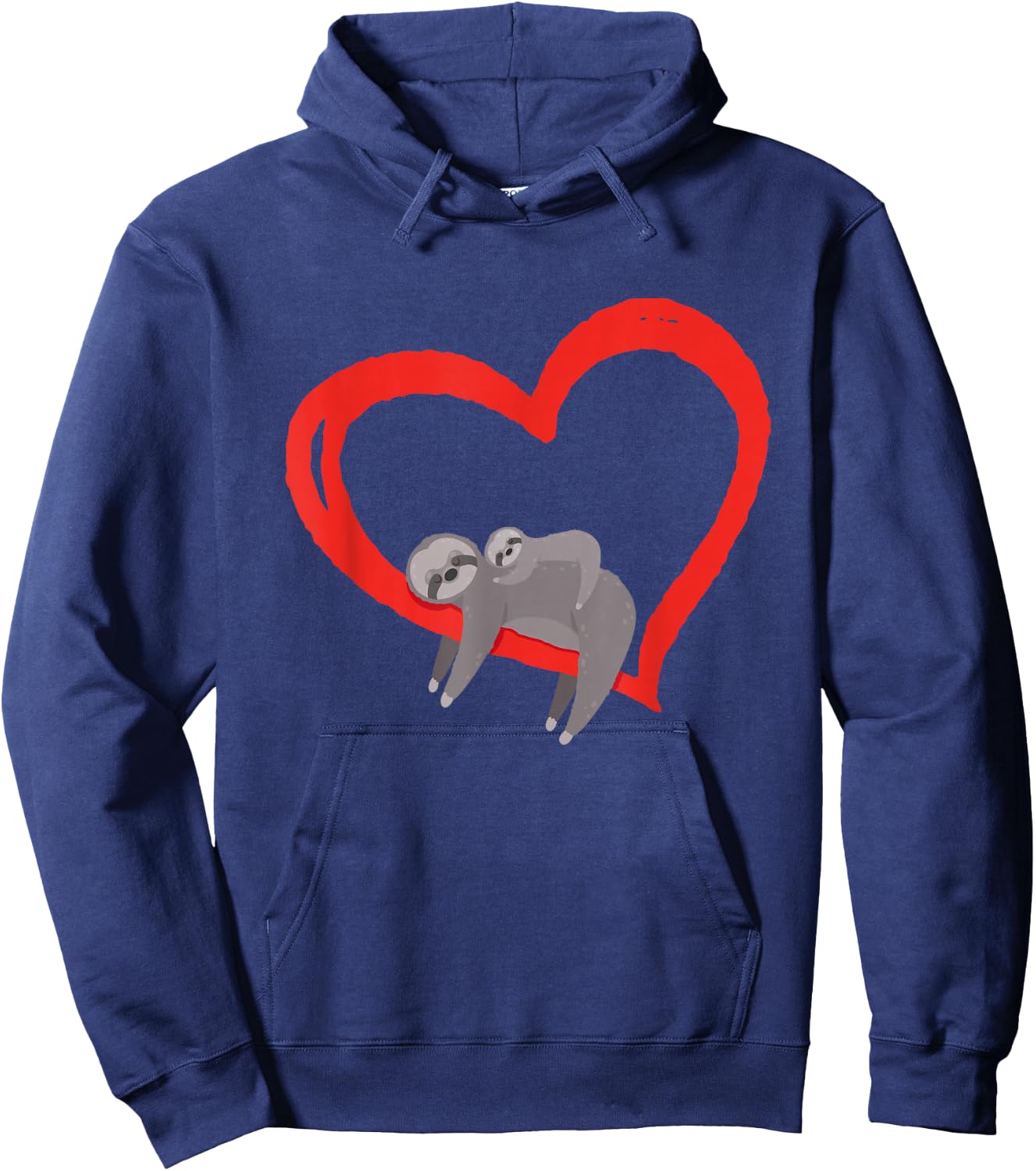Sloth Valentine's Day, Women's Sloths Valentine's Day Heart Hoodie - Hoodie | Navy