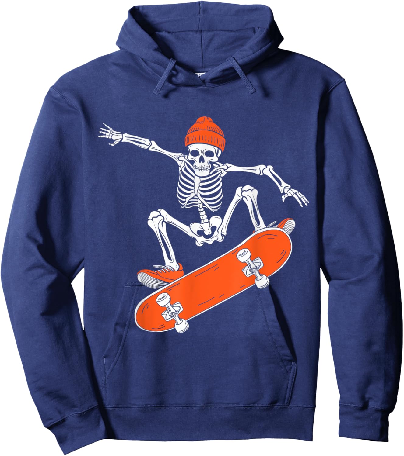 Skateboarding Skeleton Riding Skateboard Halloween Skater Hoodie - Hoodie | Navy