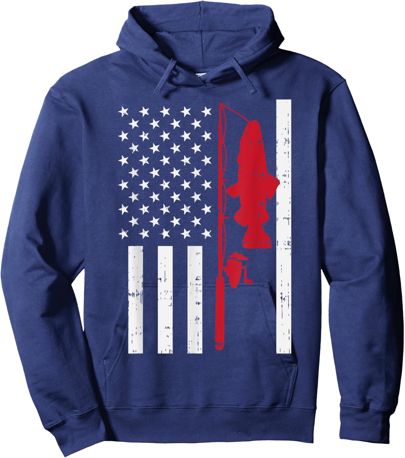 Red Line Flag Fish Firefighter Fishing Patriotic Angler Gift Girls Kids Men Hoodie - Hoodie | Navy
