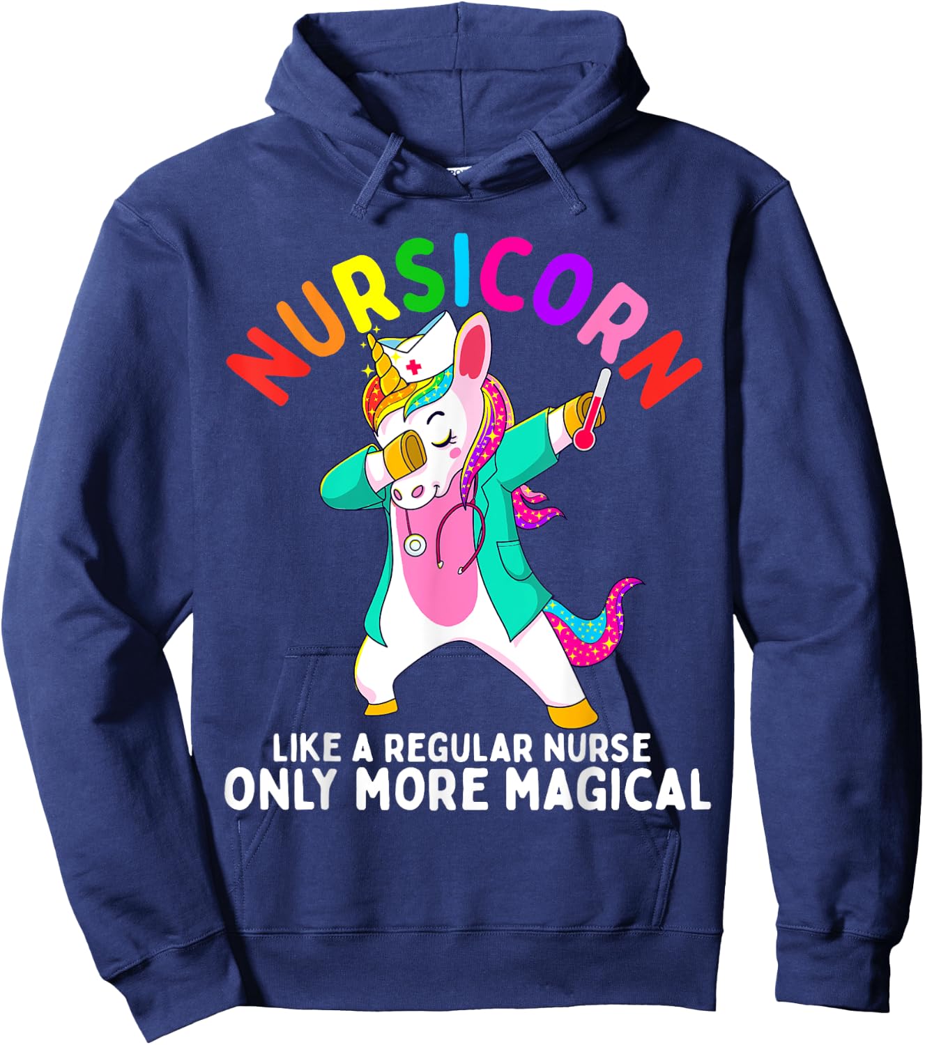 Unicorn Nurse Funny Nursicorn Rainbow Nursing RN Gift Women Hoodie - Hoodie | Navy