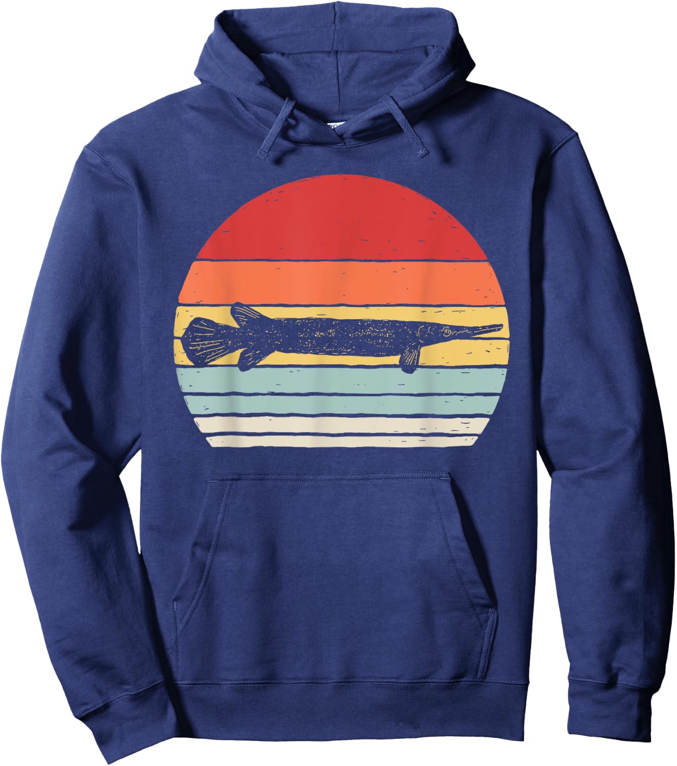 Catch Some Rays Vintage Retro Gar Fish Graphic - Black, Small Hoodie - Hoodie | Navy
