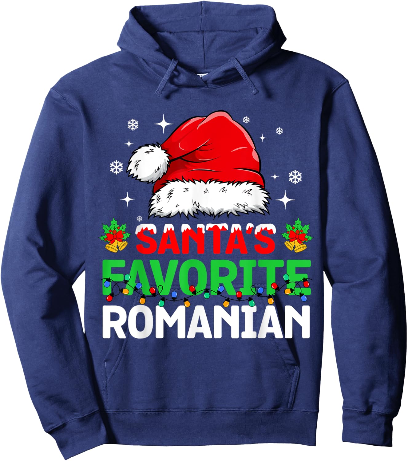 Santa's Favorite Romanian Christmas Family Matching Hoodie - Hoodie | Navy