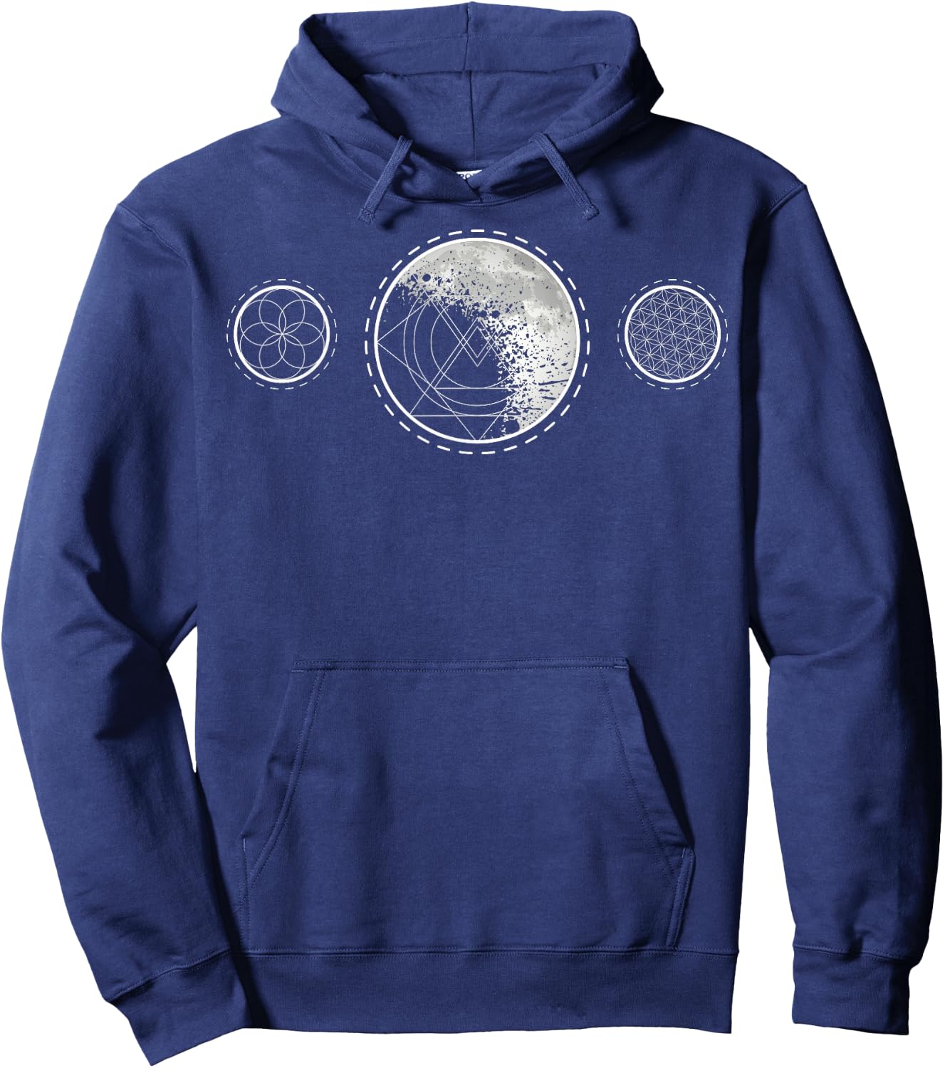 Sacred Geometry Moon for a Spiritual Zen Gothic Mandala Hoodie - Hoodie | Navy