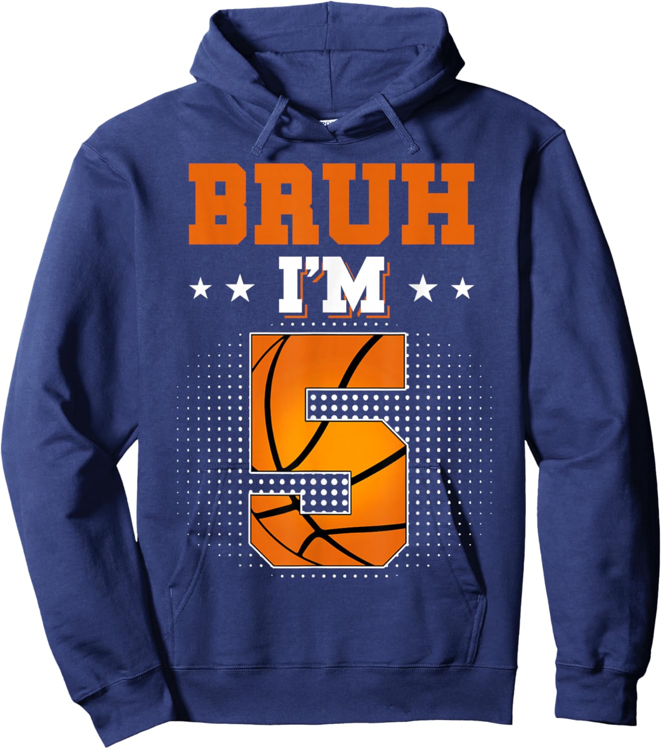 Retro Bruh I'm 5 Basketball 5th Bday Party 5 Years Old Hoodie - Hoodie | Navy