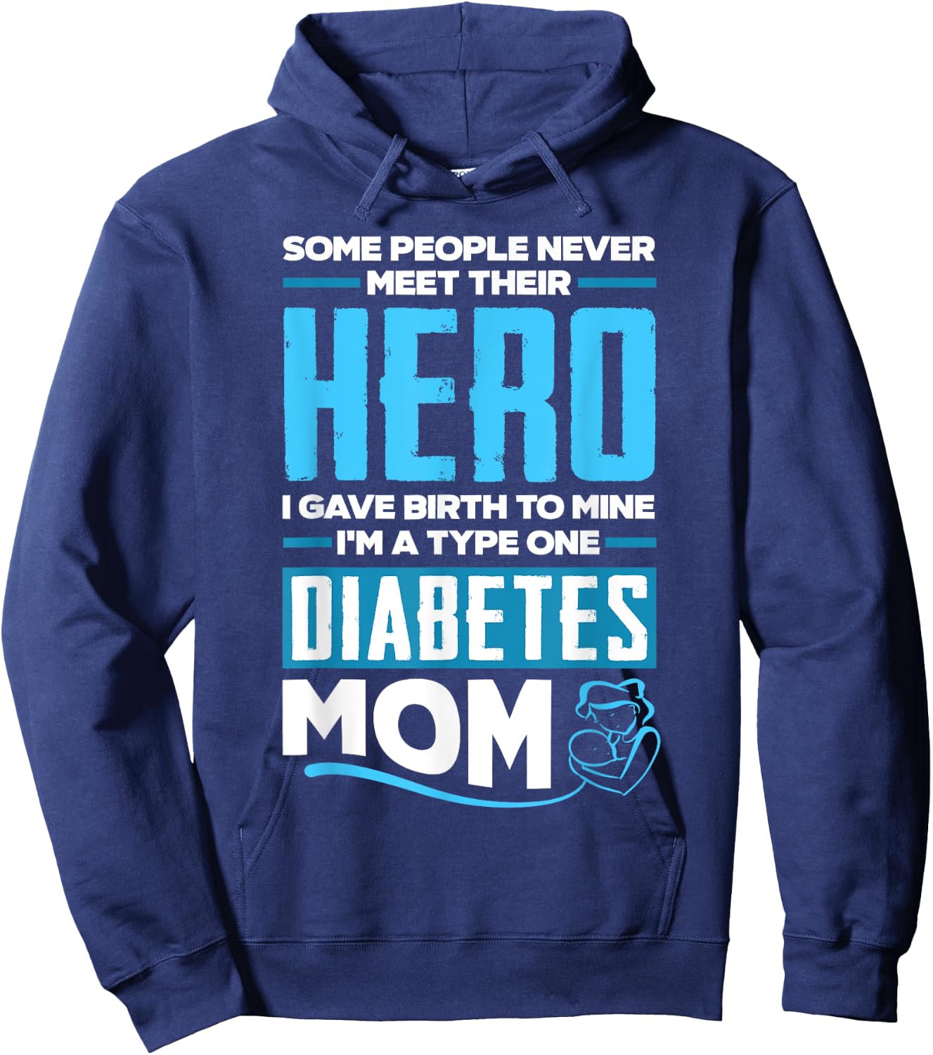 T1D Mom Diabetic Type 1 Diabetes Awareness Hoodie - Hoodie | Navy