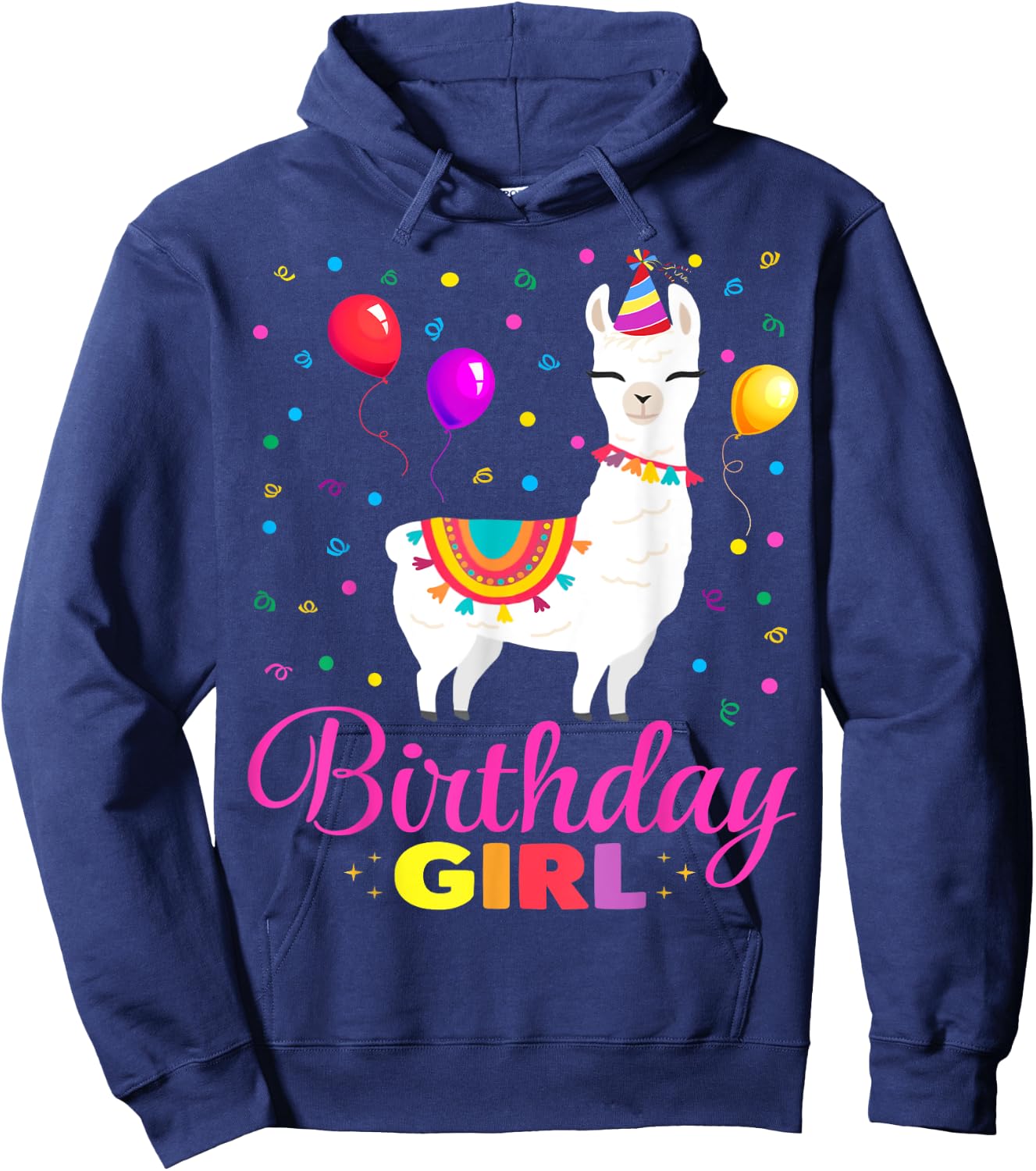Cute Llama Shirt Party Animal Funny Gift Birthday Girl Hoodie - Hoodie | Navy