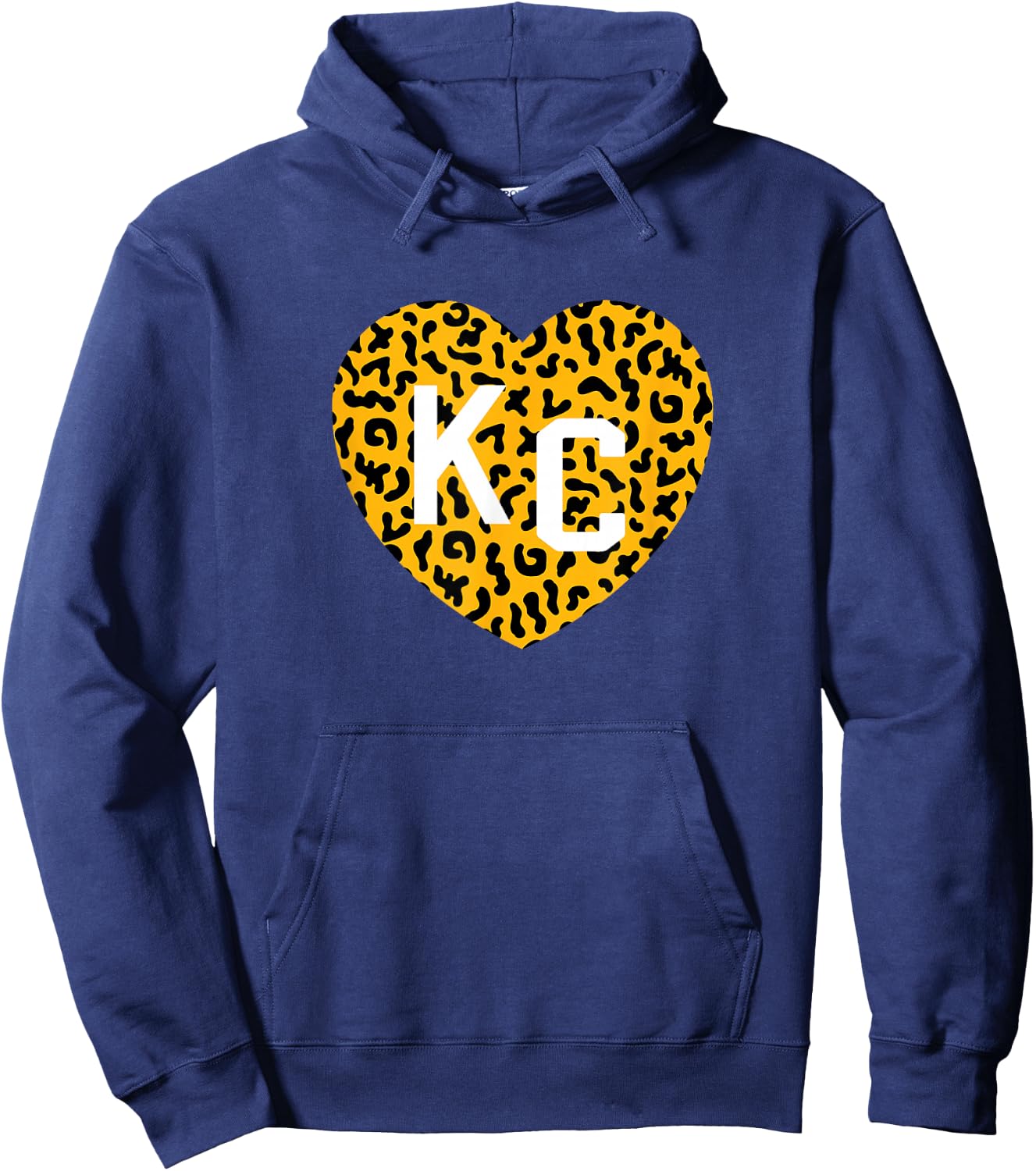 Kc Cheetah Animal Print Heart Kc Kansas City Cheetah Heart Hoodie - Hoodie | Navy