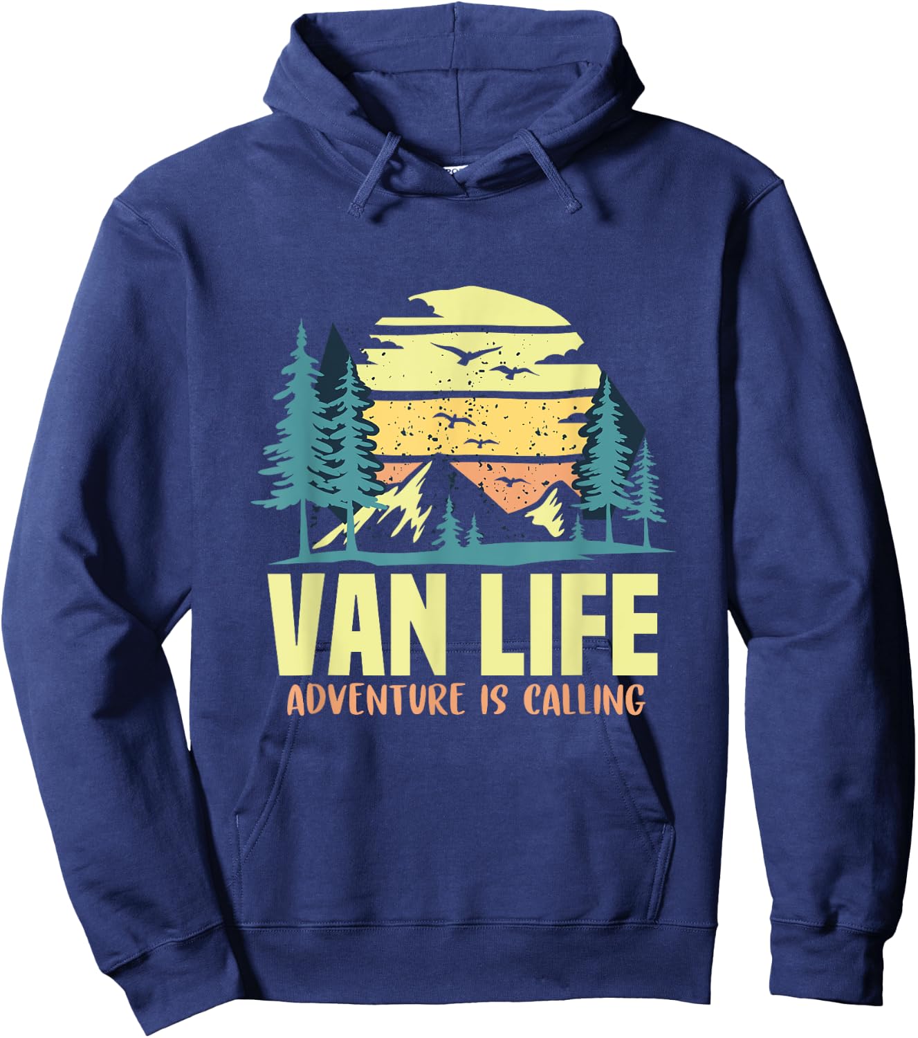 Adventure is Calling Living the Van Life Gift Campers RV Hoodie - Hoodie | Navy