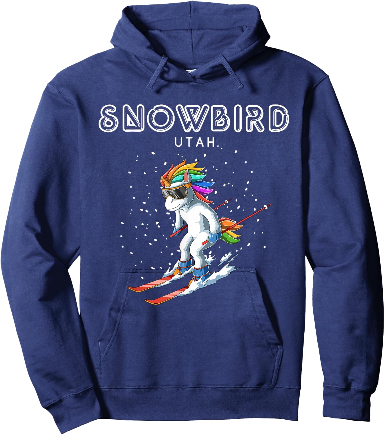 Snowbird Utah - Unicorn USA Ski Retro Gift Hoodie - Hoodie | Navy