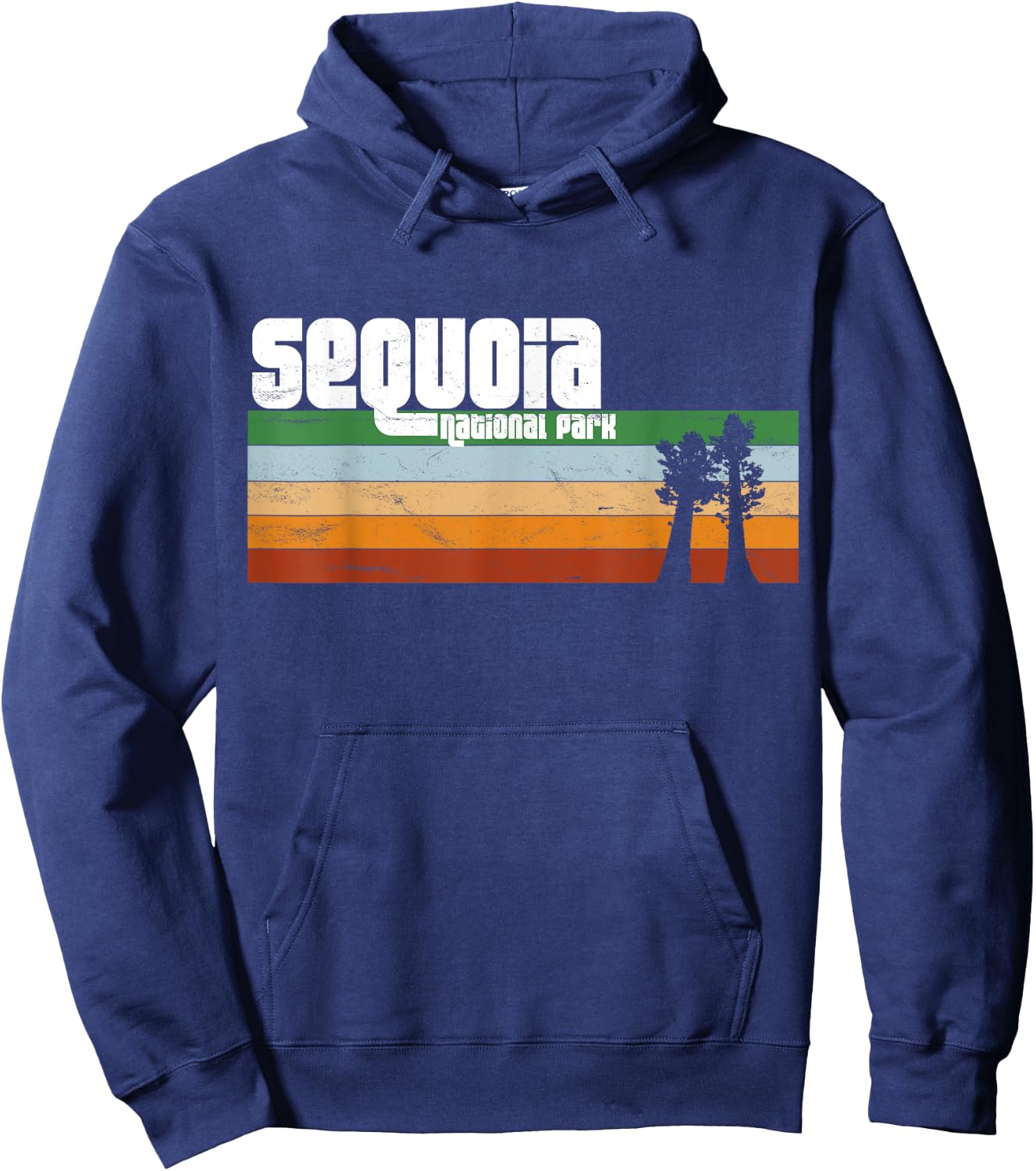Retro Sequoia National Park California CA Hoodie - Hoodie | Navy