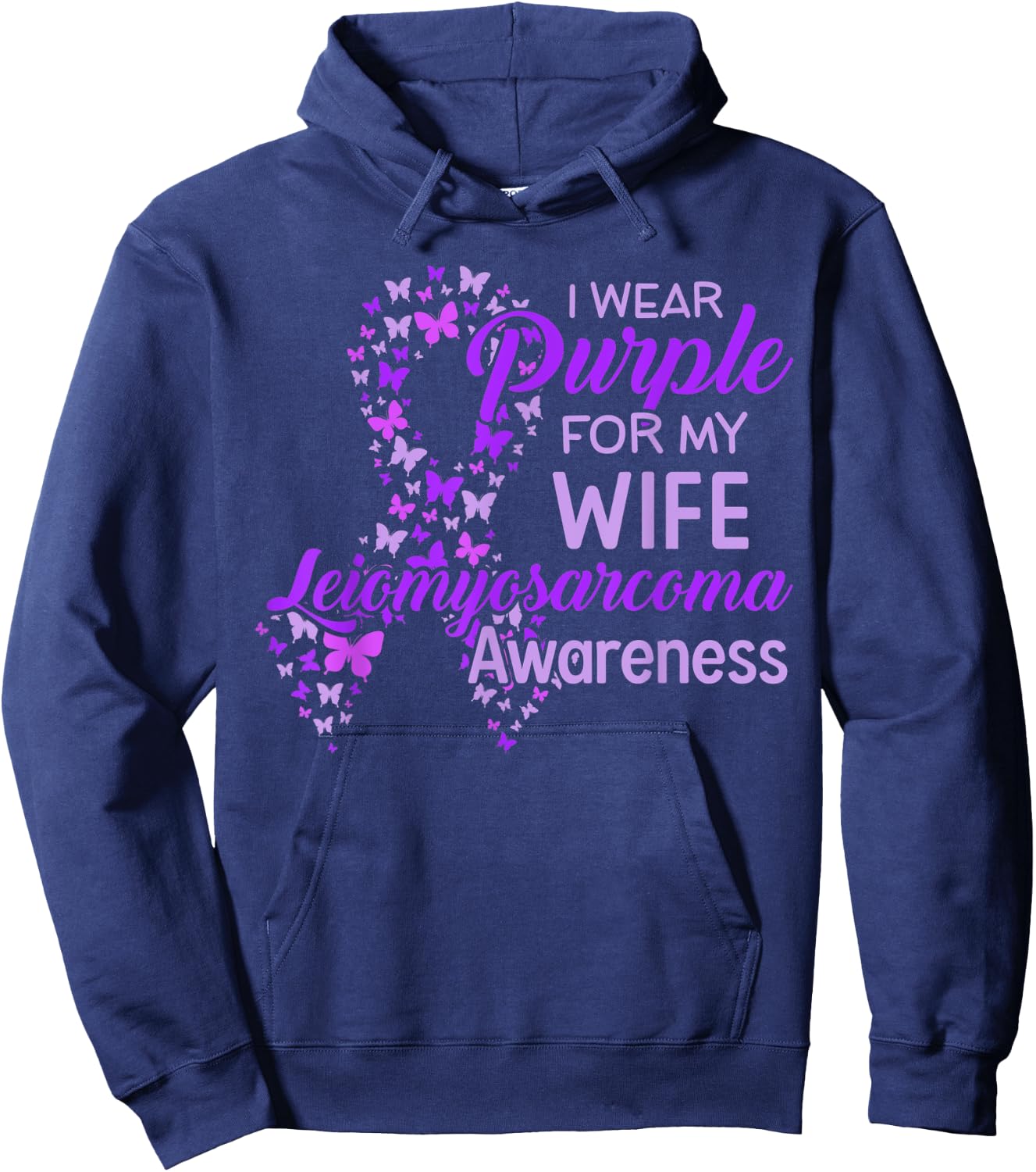I wear Purple for my Wife Leiomyosarcoma Awareness Hoodie - Hoodie | Navy