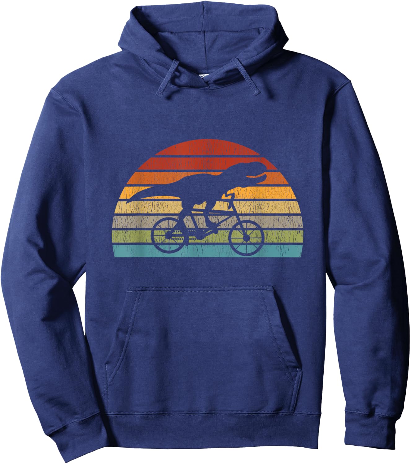 T Rex Dinosaur on a Bicycle bike cycling retro funny biking Hoodie - Hoodie | Navy