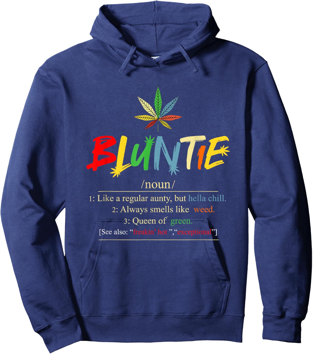 Funny Retro Vintage aunt wear Bluntie Funny Aunt Weed Hoodie - Hoodie | Navy